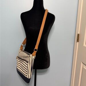 Women’s a new day Cream and Navy Stripe Crossbody Handbag